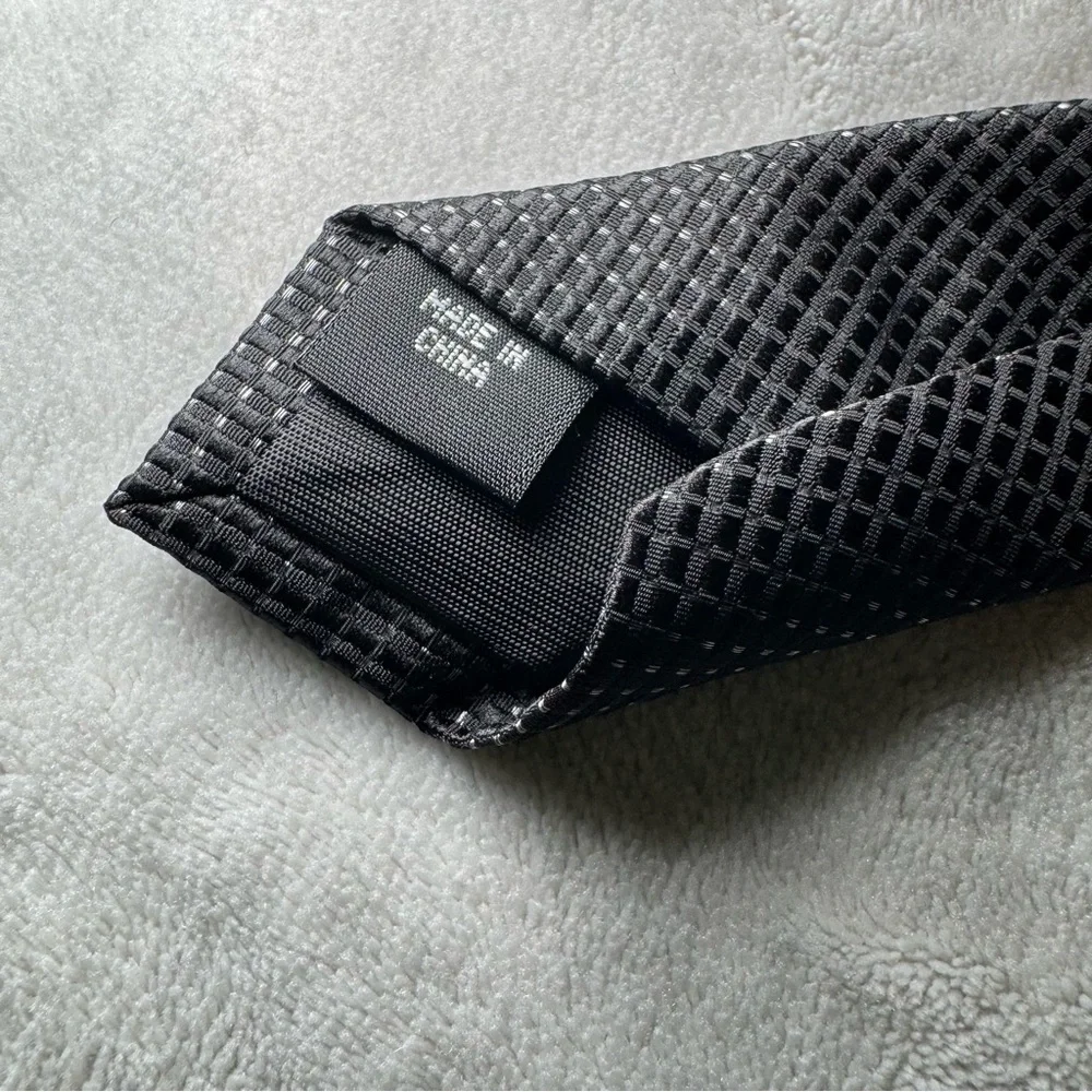GEOFFREY BEENE Men's‎ Tie Black Geometric Classic Dress Work Polyester Nylon